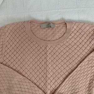 LOFT Pink Cashmere-Blend Pointelle Sweater